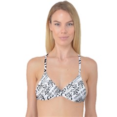 Abstract Minimalistic Text Typography Grayscale Focused Into Newspaper Reversible Tri Bikini Top