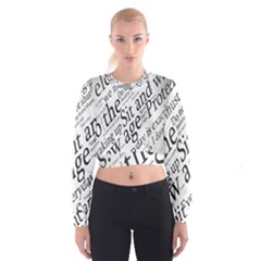 Abstract Minimalistic Text Typography Grayscale Focused Into Newspaper Cropped Sweatshirt