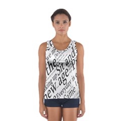 Abstract Minimalistic Text Typography Grayscale Focused Into Newspaper Sport Tank Top 