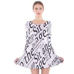 Abstract Minimalistic Text Typography Grayscale Focused Into Newspaper Long Sleeve Velvet Skater Dress