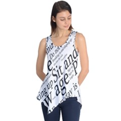 Abstract Minimalistic Text Typography Grayscale Focused Into Newspaper Sleeveless Tunic