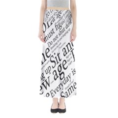 Abstract Minimalistic Text Typography Grayscale Focused Into Newspaper Full Length Maxi Skirt