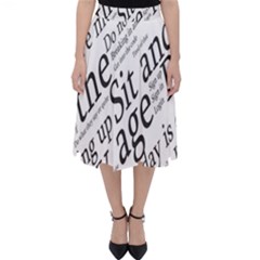 Abstract Minimalistic Text Typography Grayscale Focused Into Newspaper Classic Midi Skirt
