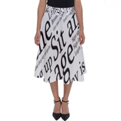 Abstract Minimalistic Text Typography Grayscale Focused Into Newspaper Perfect Length Midi Skirt