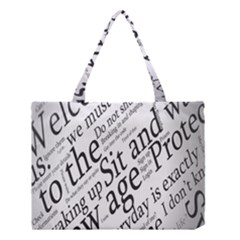 Abstract Minimalistic Text Typography Grayscale Focused Into Newspaper Medium Tote Bag
