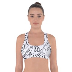 Abstract Minimalistic Text Typography Grayscale Focused Into Newspaper Cross Back Sports Bra
