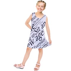 Abstract Minimalistic Text Typography Grayscale Focused Into Newspaper Kids  Tunic Dress