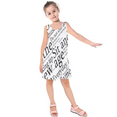 Abstract Minimalistic Text Typography Grayscale Focused Into Newspaper Kids  Sleeveless Dress