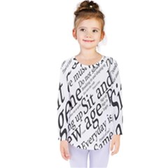 Abstract Minimalistic Text Typography Grayscale Focused Into Newspaper Kids  Long Sleeve Tee
