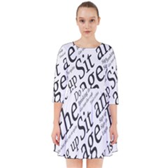 Abstract Minimalistic Text Typography Grayscale Focused Into Newspaper Smock Dress