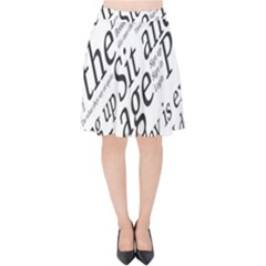 Abstract Minimalistic Text Typography Grayscale Focused Into Newspaper Velvet High Waist Skirt