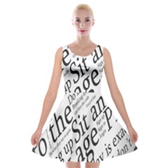 Abstract Minimalistic Text Typography Grayscale Focused Into Newspaper Velvet Skater Dress