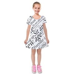 Abstract Minimalistic Text Typography Grayscale Focused Into Newspaper Kids  Short Sleeve Velvet Dress