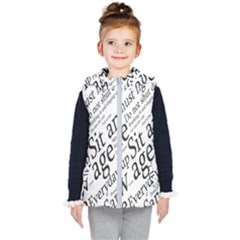Abstract Minimalistic Text Typography Grayscale Focused Into Newspaper Kid s Hooded Puffer Vest