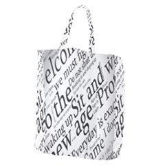 Abstract Minimalistic Text Typography Grayscale Focused Into Newspaper Giant Grocery Tote