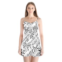 Abstract Minimalistic Text Typography Grayscale Focused Into Newspaper Satin Pajamas Set
