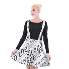 Abstract Minimalistic Text Typography Grayscale Focused Into Newspaper Suspender Skater Skirt