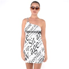 Abstract Minimalistic Text Typography Grayscale Focused Into Newspaper One Soulder Bodycon Dress