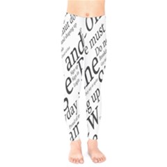 Abstract Minimalistic Text Typography Grayscale Focused Into Newspaper Kids  Legging