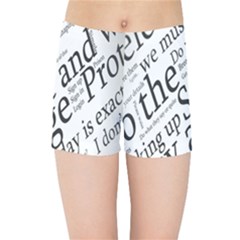 Abstract Minimalistic Text Typography Grayscale Focused Into Newspaper Kids Sports Shorts