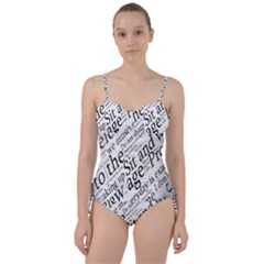 Abstract Minimalistic Text Typography Grayscale Focused Into Newspaper Sweetheart Tankini Set