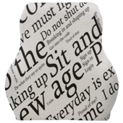 Abstract Minimalistic Text Typography Grayscale Focused Into Newspaper Car Seat Velour Cushion 