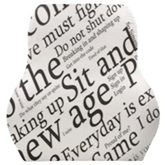 Abstract Minimalistic Text Typography Grayscale Focused Into Newspaper Car Seat Back Cushion 