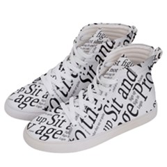 Abstract Minimalistic Text Typography Grayscale Focused Into Newspaper Men s Hi-Top Skate Sneakers
