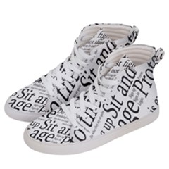 Abstract Minimalistic Text Typography Grayscale Focused Into Newspaper Women s Hi-Top Skate Sneakers
