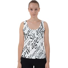 Abstract Minimalistic Text Typography Grayscale Focused Into Newspaper Velvet Tank Top