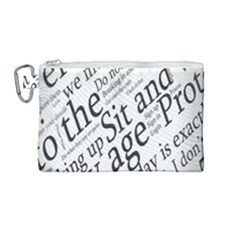 Abstract Minimalistic Text Typography Grayscale Focused Into Newspaper Canvas Cosmetic Bag (Medium)
