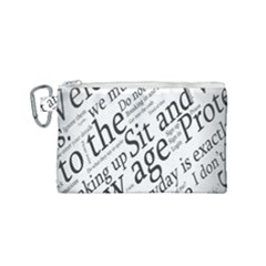 Abstract Minimalistic Text Typography Grayscale Focused Into Newspaper Canvas Cosmetic Bag (Small)