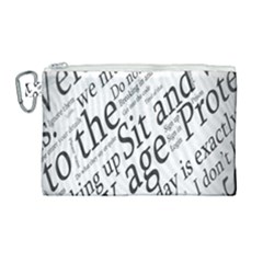 Abstract Minimalistic Text Typography Grayscale Focused Into Newspaper Canvas Cosmetic Bag (Large)