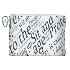 Abstract Minimalistic Text Typography Grayscale Focused Into Newspaper Canvas Cosmetic Bag (XL)