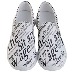 Abstract Minimalistic Text Typography Grayscale Focused Into Newspaper Men s Lightweight Slip Ons