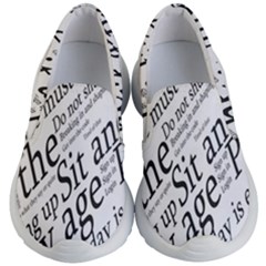 Abstract Minimalistic Text Typography Grayscale Focused Into Newspaper Kid s Lightweight Slip Ons