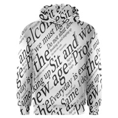 Abstract Minimalistic Text Typography Grayscale Focused Into Newspaper Men s Overhead Hoodie