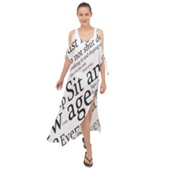 Abstract Minimalistic Text Typography Grayscale Focused Into Newspaper Maxi Chiffon Cover Up Dress