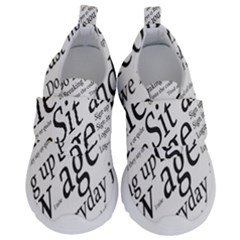 Abstract Minimalistic Text Typography Grayscale Focused Into Newspaper Velcro Strap Shoes