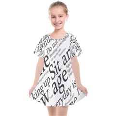 Abstract Minimalistic Text Typography Grayscale Focused Into Newspaper Kids  Smock Dress