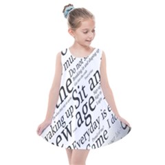 Abstract Minimalistic Text Typography Grayscale Focused Into Newspaper Kids  Summer Dress