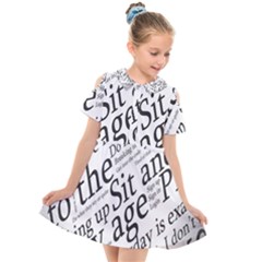Abstract Minimalistic Text Typography Grayscale Focused Into Newspaper Kids  Short Sleeve Shirt Dress