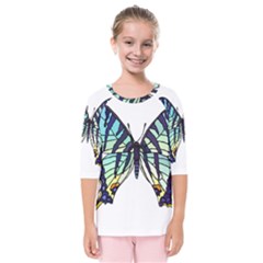 A Colorful Butterfly Kids  Quarter Sleeve Raglan Tee