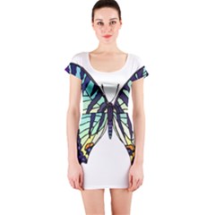 A Colorful Butterfly Short Sleeve Bodycon Dress