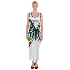 A Colorful Butterfly Fitted Maxi Dress