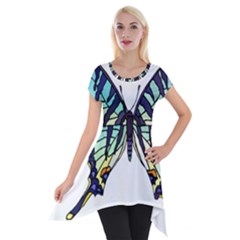 A Colorful Butterfly Short Sleeve Side Drop Tunic