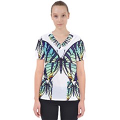 A Colorful Butterfly Women s V-Neck Scrub Top