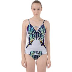 A Colorful Butterfly Cut Out Top Tankini Set
