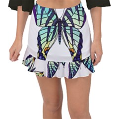 A Colorful Butterfly Fishtail Mini Chiffon Skirt