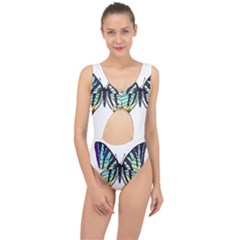 A Colorful Butterfly Center Cut Out Swimsuit